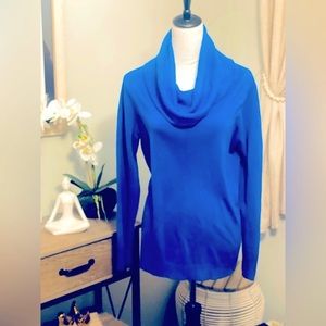 Roz & Ali Royal Blue Pullover Cowl Neck Sweater